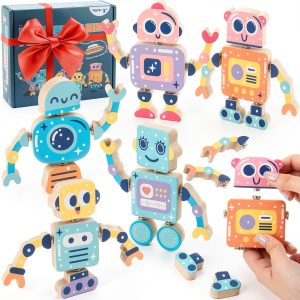 Snap-Connection Wooden Blocks 30-Piece Set for Kids-0