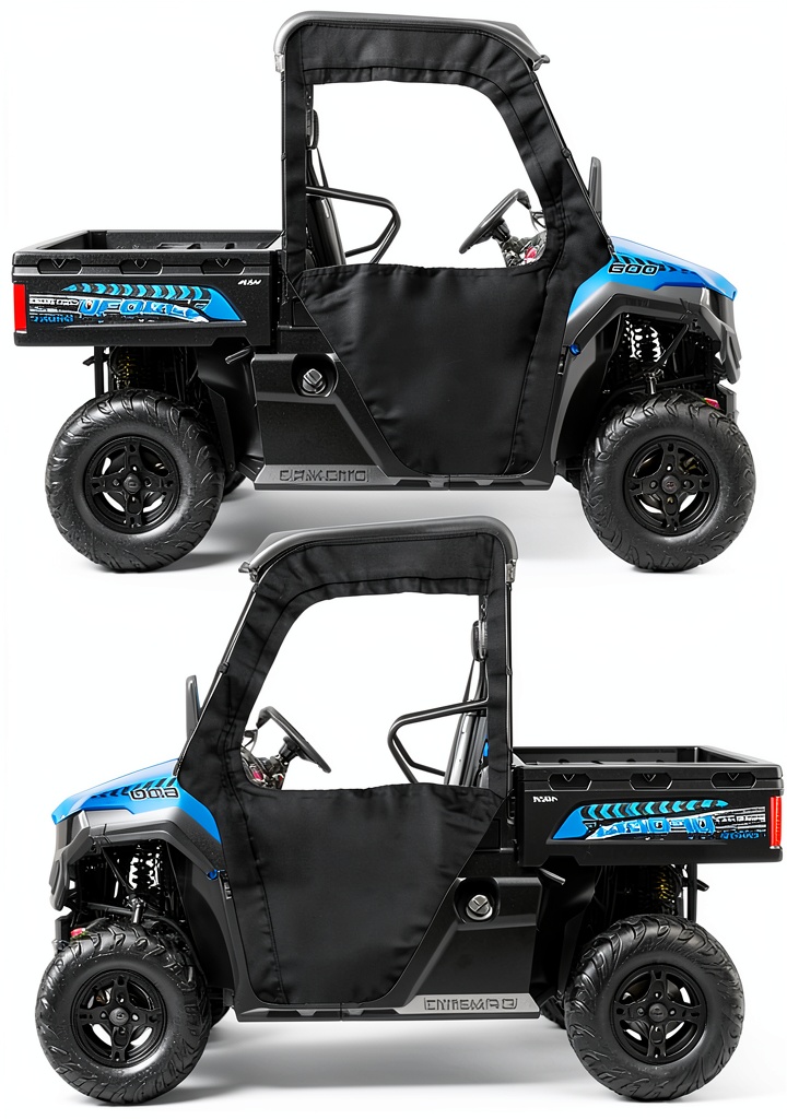 Uforce 600 soft door installed on a UTV in a muddy trail