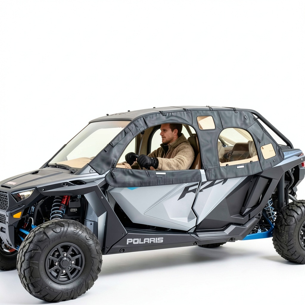 Installing ZIDIYORUO rear cab mesh on a Polaris RZR in a dusty trail